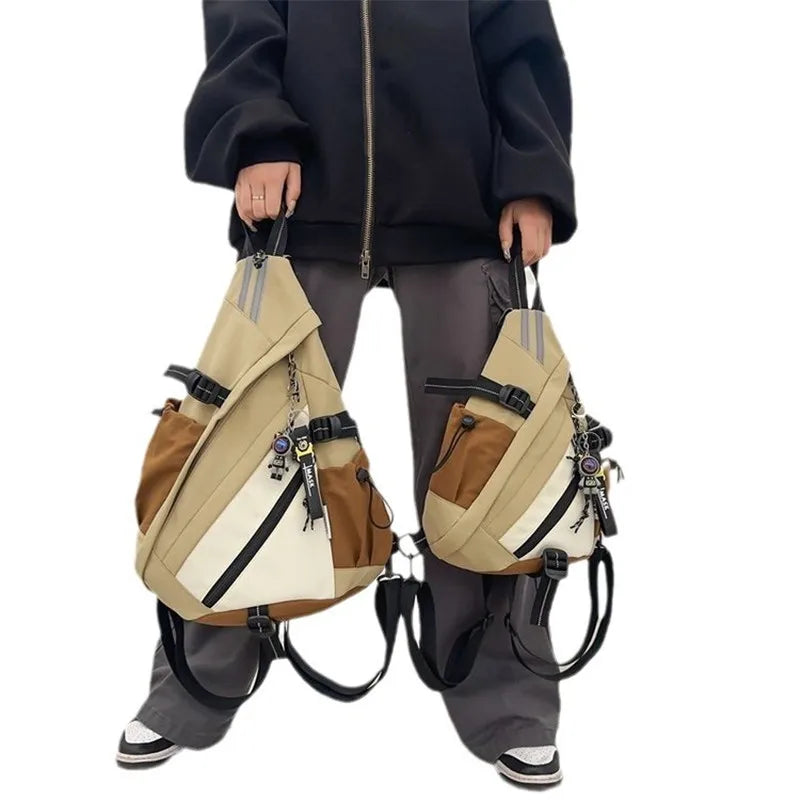 2024 Techwear Style Hip Hop Sport Motorcycle Backpack Men Women Multifunction Waterproof Travel Single Shoulder School Bag