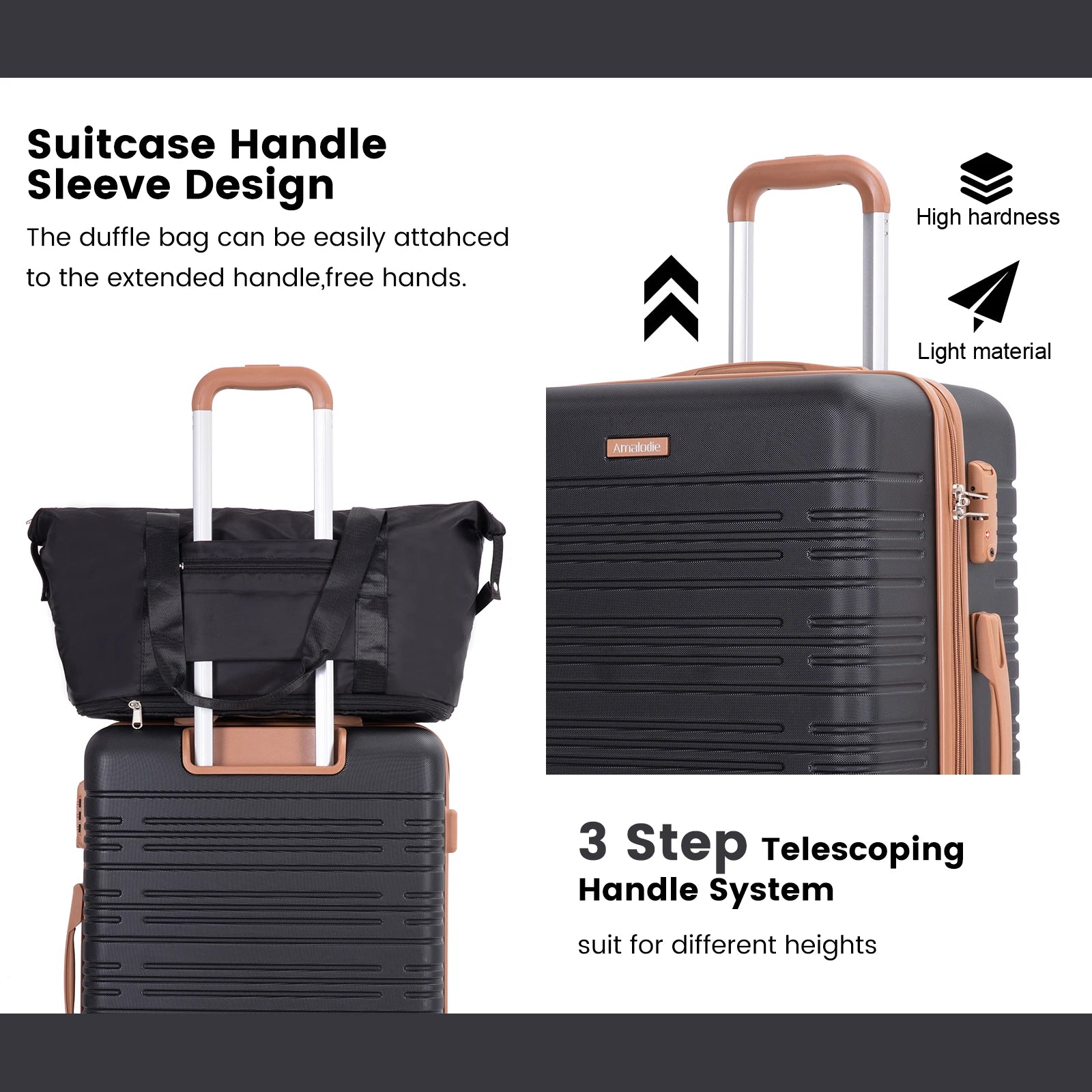 Luggage Sets 6 Piece, Suitcases with Double Spinner Wheels and TSA Lock, Hardcase 6 Set 16/20/24/28 Luggage with Travel Duffle Bag