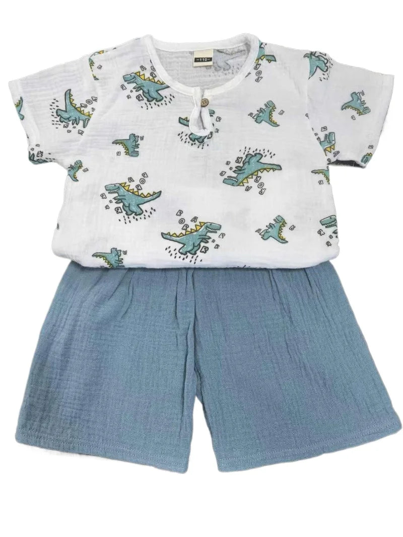 Kids Dinosaur Clothes Sets Cotton Outfits 2Pcs Infant Baby Boys Girls Clothing Newborn Top T-Shirt+Shorts 0-6Years Children Suit