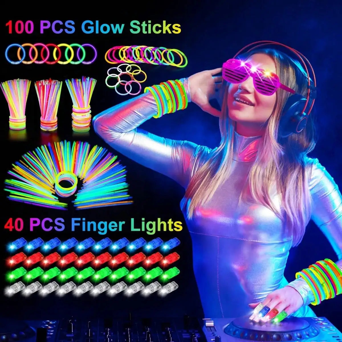 168 Pcs Glow In The Dark Party Supplies, Light Up Party Favors 12PCS LEDGlasses, 16PCs Foam Glow Sticks, 40PCs Finger Lights, 97pcs Glow Sticks ForWedding, Concert, Raves, Birthday Party Ring Gift For Halloween And ChristmasD