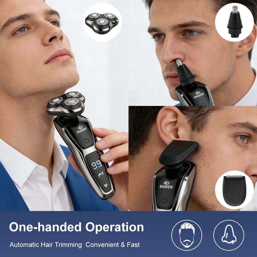 Men's three-blade electric shaver, USB charging, can choose to add , nose hair device,and  sideburns knife