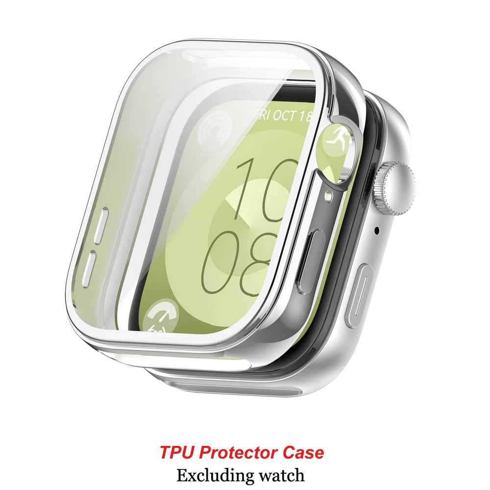 Glass+Case For Huawei Watch Fit 3 All-Around Screen Protector Hard PC Bumper Tempered Glass Watch Case For Huawei Watch Fit 3