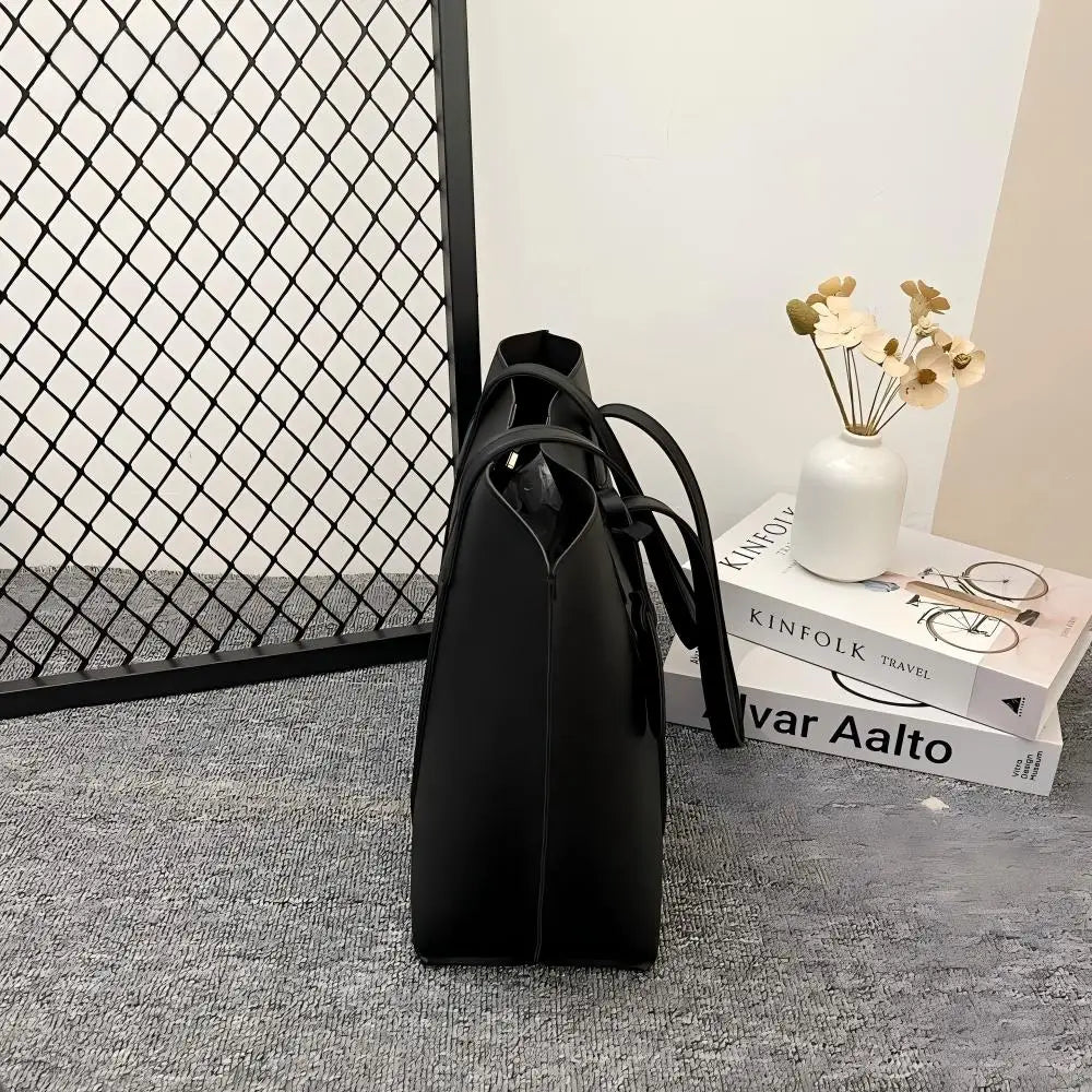 Korean Style Women Soft Leather Tote Bag Large Capacity Versatile Single Shoulder Handbag Purse Casual Daily Shoulder Bag