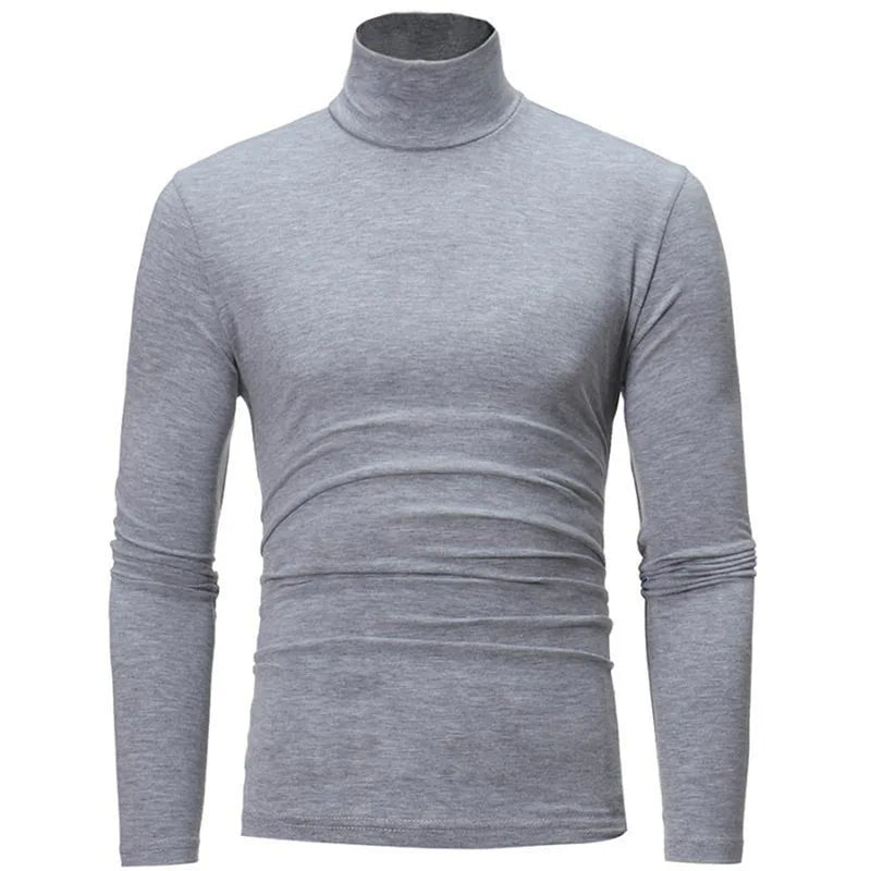 Autumn  Winter Men's High Neck T-shirt Slim Fit Fashion High Elastic Long Sleeve Casual Breathable Apparel Pullover