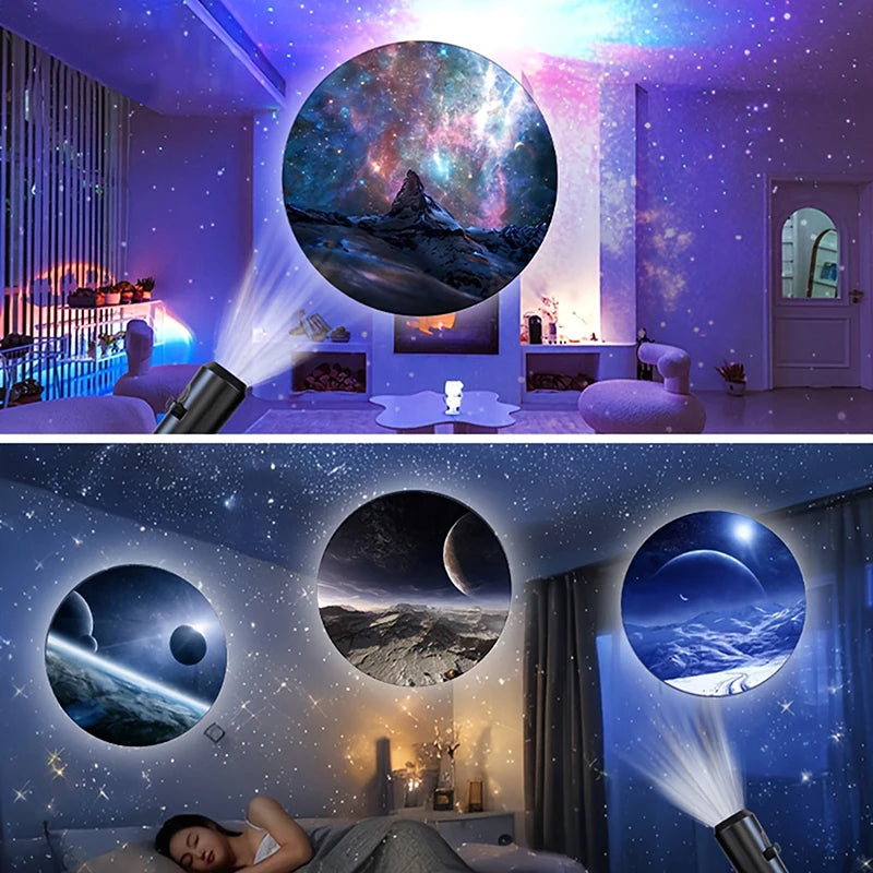 1 Light+10 Pictures Change LED Galaxy Projector, Starry Sky Lighting Night Light LED Galaxy Projection Light