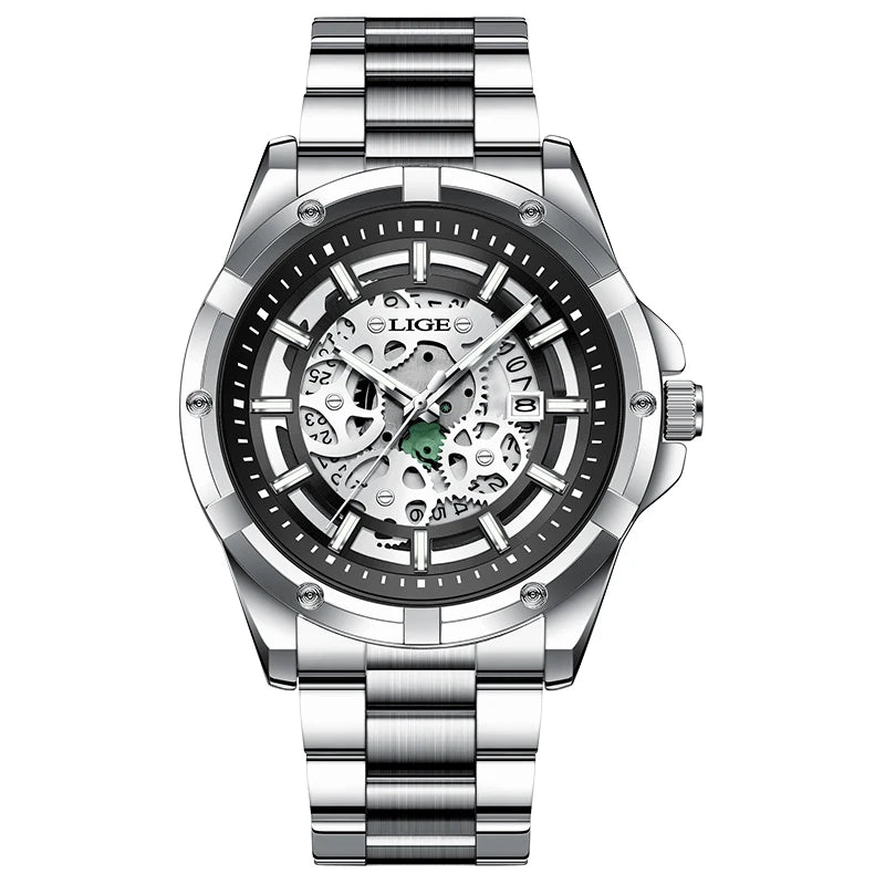 LIGE Business Men's Watches Waterproof Calendar Luminous Fashion Quartz Watch For Man Stainless Steel Male Clock Reloj Hombre