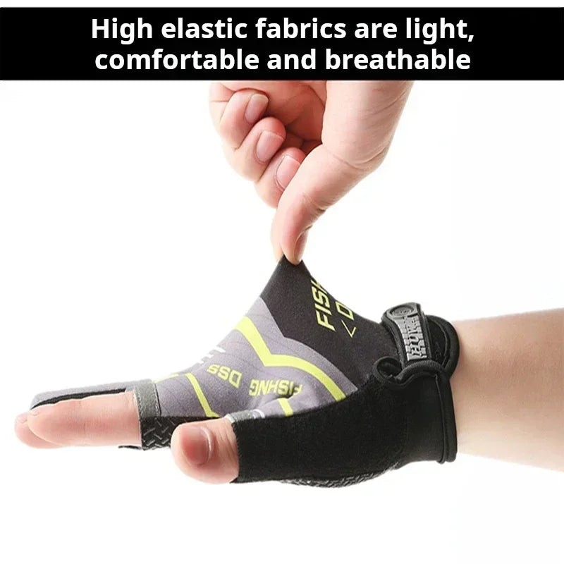 High Quality Fishing Gloves for Men Summer Fishing Road Sub Sunscreen and Anti Slip Ice Silk Breathable Thin Three Finger Gloves