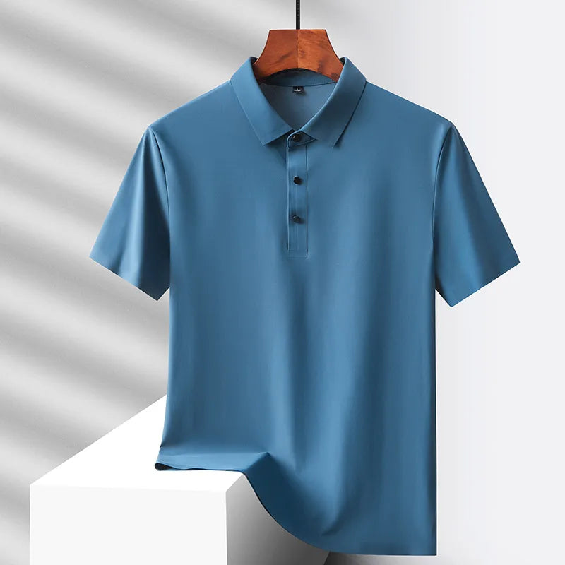 Selected popular nylon fabric, dad's summer clothing, middle-aged men's short sleeved T-shirt, summer ice silk quick drying, mid