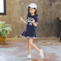 Summer Girls Clothes Suit Short-Sleeved+A-Line Skirt 2Pcs Set College Style Jk Uniform Children Clothing Baby Tracksuits