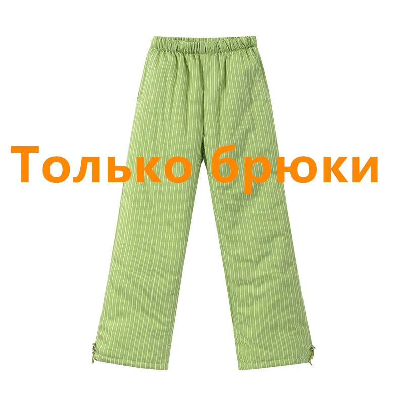 Puffer Women's Two Piece Set Winter Thick Outerwear High Waist Puffer Long Pants Thickened Version Winter Wear 2026 New Arrival