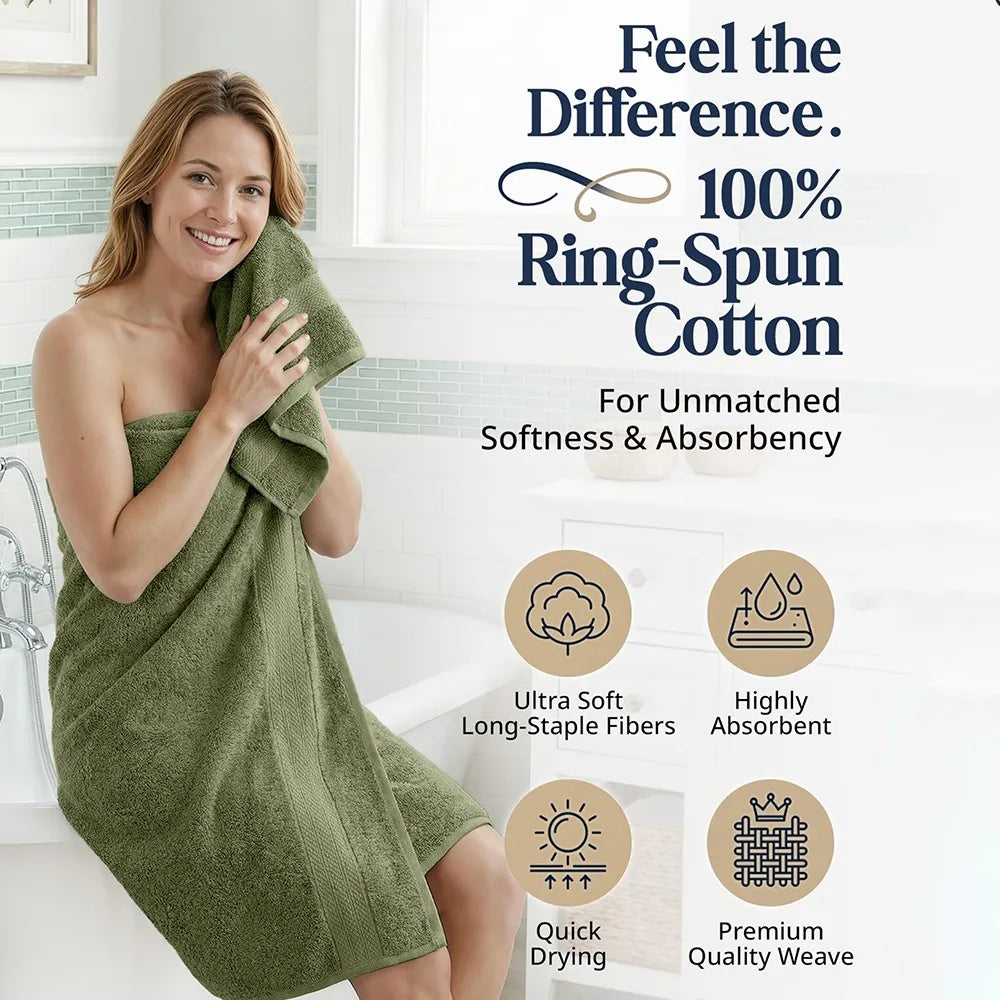 16 Piece 100% Cotton Towel Set, Soft Absorbent Quick Dry Bathroom Towels for Home Use