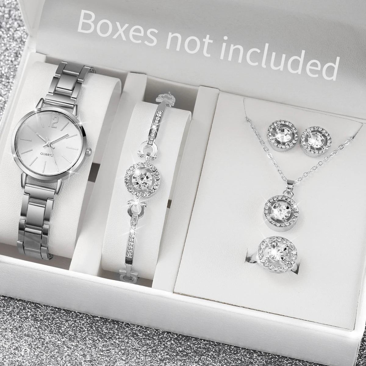 6PCS/Set Fashion Women Watches Luxury Analog Quartz Watch for Women Rhinestone Jewelry Set Reloj Mujer Girls Clock（Without Box）