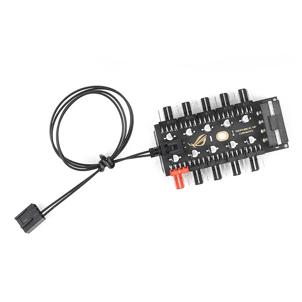 10 Port 12V 4Pin PWM Fan Controller Hub, SATA/IMolex 4PIN Powered PC Fan Splitter for Computer Case Cooling