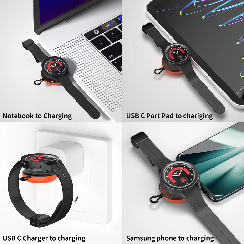 USB C Portable Charger for Samsung Watch 6 5 Pro 3 4 Classic, Wireless Magnetic Fast Charging Station Compatible Galaxy Watch