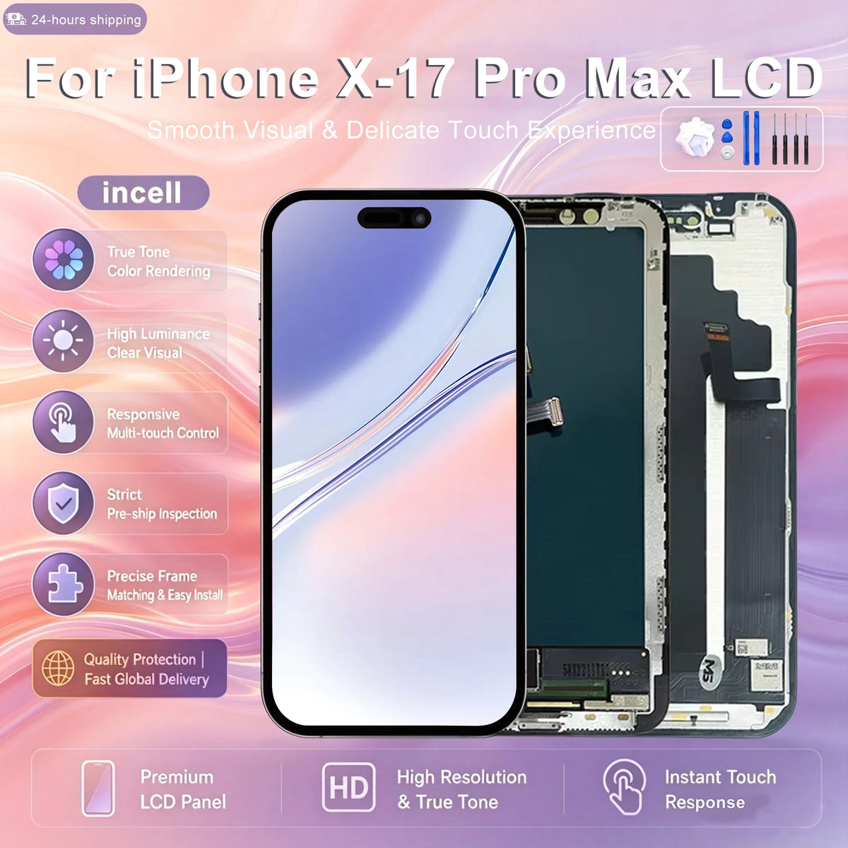 Incell For iPhone X XR XS XS Screen 11 12 13 Mini LCD For iPhone 14 Pantalla 15 Pro 16 Plus 17 Pro Max Display Replacement Parts