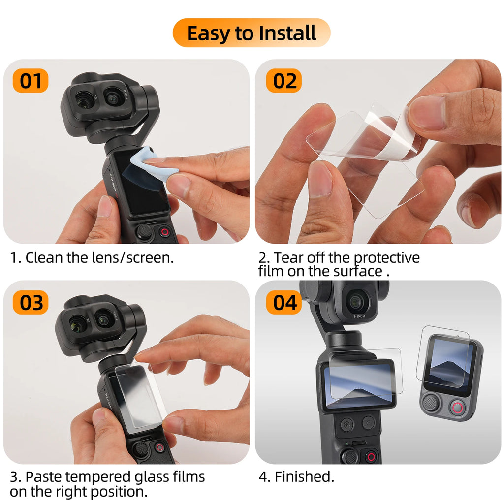 Sunnylife Tempered Glass Film for DJI Pocket 4P/4/3 Screen Film & Remote Control Film Combo for DJI Osmo Pocket 4P Accessories