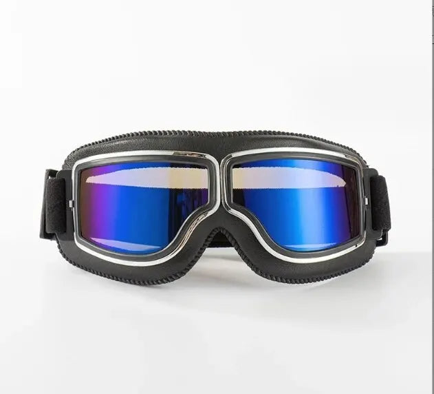 Motorcycle Glasses Windproof Motorcycle Helmet Glasses Sunglasses Retro Universal Folding Leather Retro Motorcycle Accessories