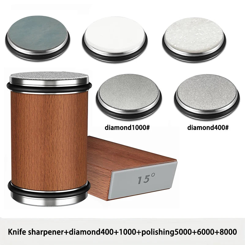 Rolling Knife Sharpener For Straight Edge Knife Sharpener Kit With 15/20° Degree Magnetic Angle For Kitchen Knives Whetstone Set