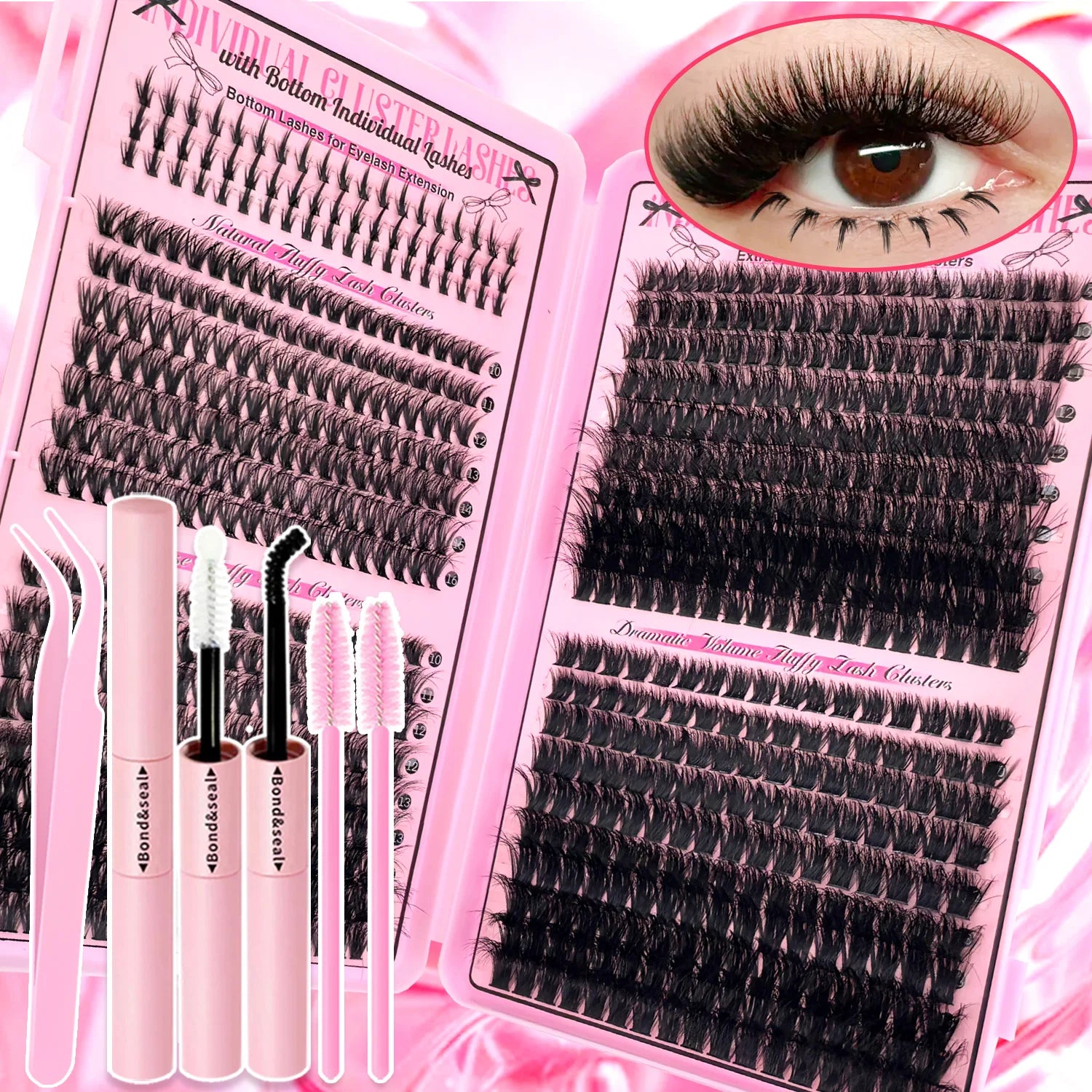 Show-Stopping Top & Bottom Lash Kit – 250/740 Cluster Shell Fluffy Volume, Mix-&-Match Lengths & Styles! Killer for Any Look