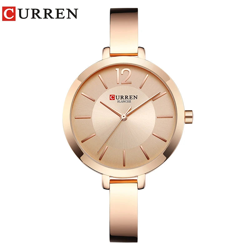 CURREN Fashion Gold Women Watches Stainless Steel Ultra Thin Quartz Watch Woman Romantic Clock Women's Watches with Box