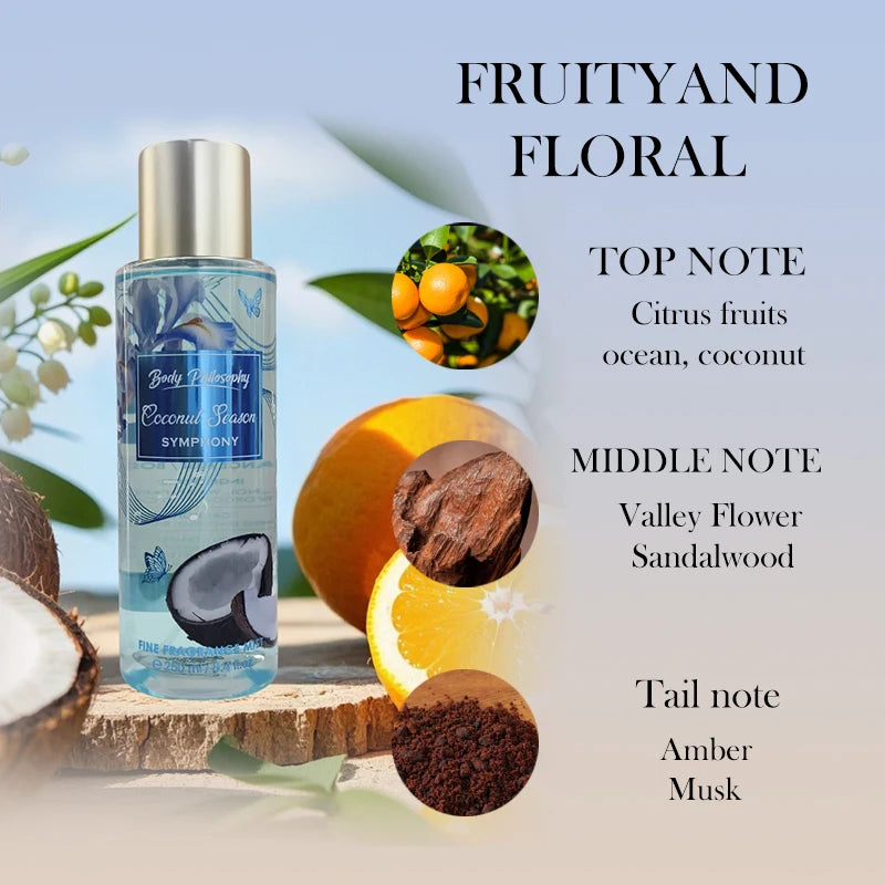 Women's Body & Hair Mist 8.4oz - 6 Fruity & Floral Scents, Spring/Summer Pheromone Fresh Fragrance Spray Perfume