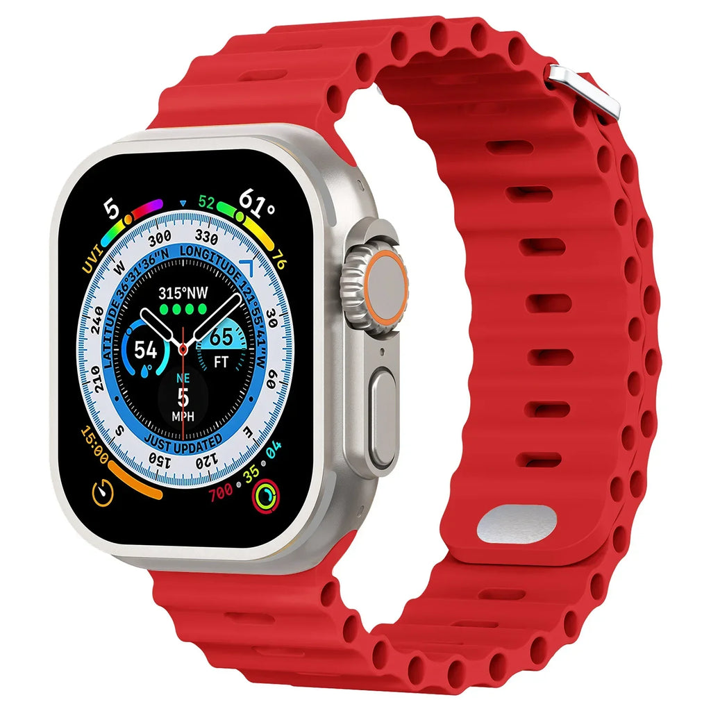 Ocean Strap for Apple Watch Ultra 3/2/1 11 10 46mm 9 8 7 49mm 45mm 41mm Silicone Band for 6 5 4 3 SE3 44mm 40mm 42mm Accessories