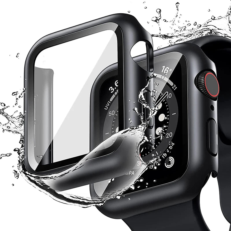 Tempered Glass+cover For Apple Watch Case Accessories 45mm 41mm 42mm 38mm PC Screen Protector cover iWatch 6 5 4 se 44mm 40mm