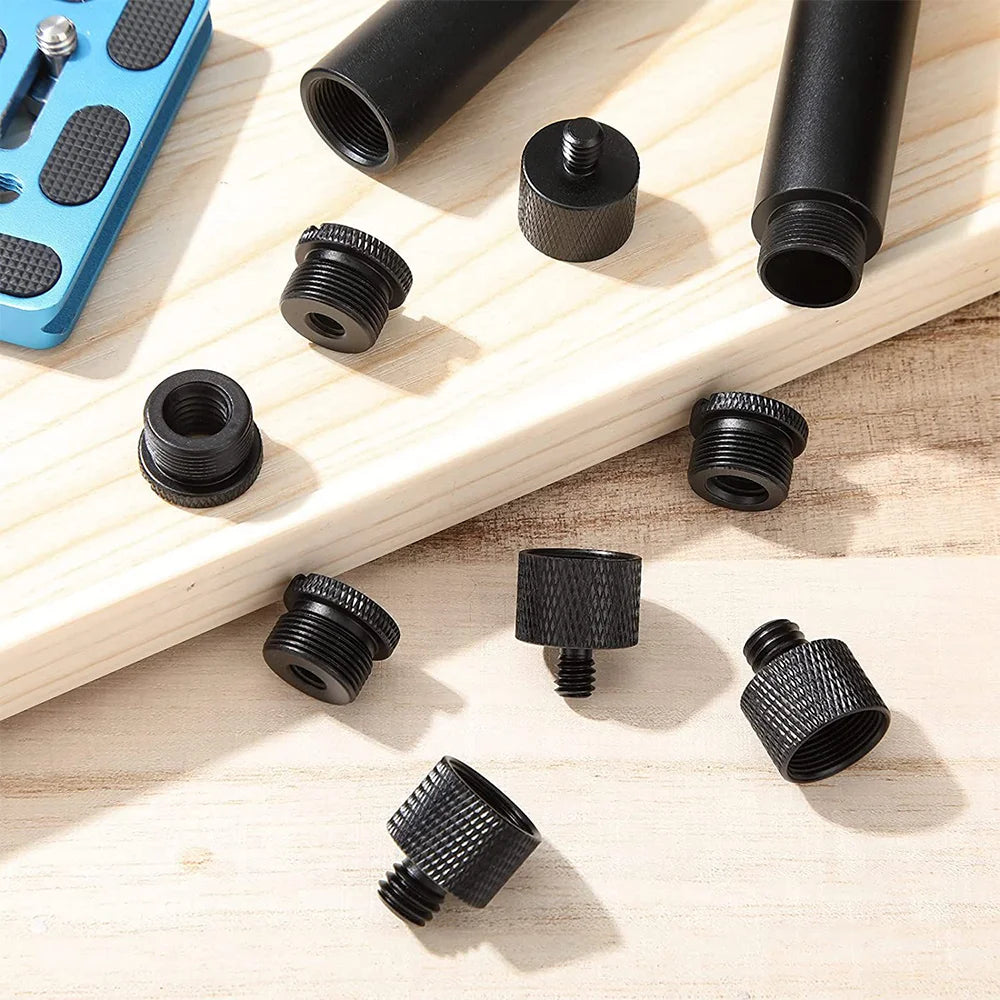 8pcs a Set Mic Stand Thread Adapter Set 1/4,3/8 Male to 5/8 Female Microphone Stand Fixing Screw Adapter Transfer