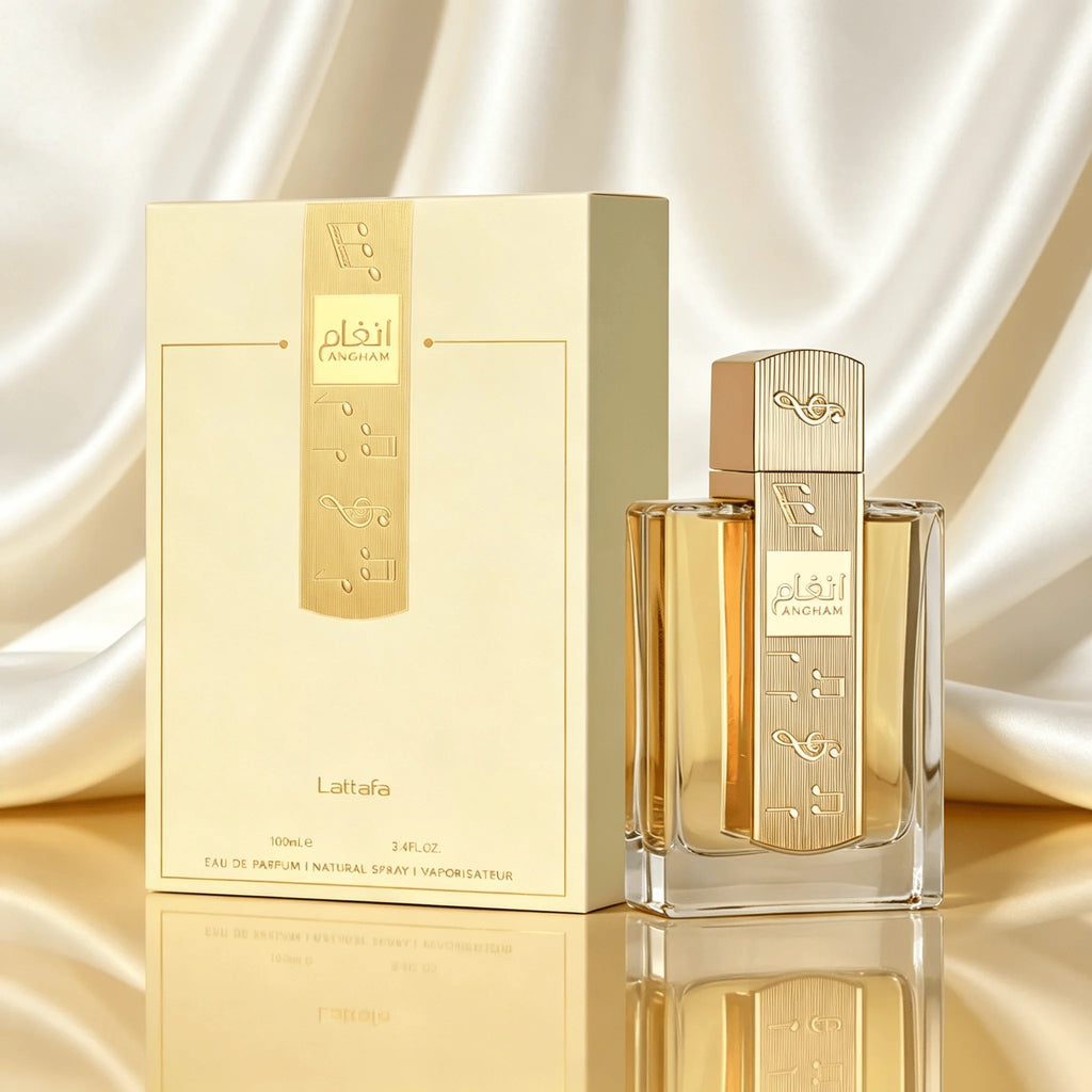 Lattafa Angham Eau De Parfum 100ml 3.4oz Unisex Perfume Spray Long-Lasting Oriental Gourmand Fragrance Vanilla Amber Musk Luxury Arabian Dubai Perfumes Daily Scent Gift