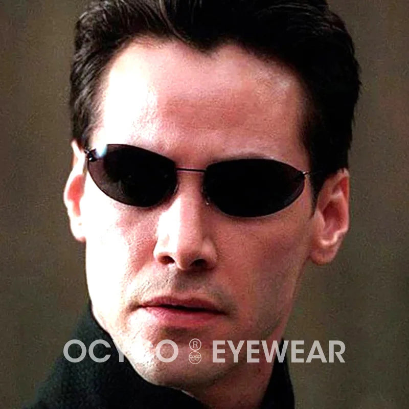 Polarized Ultralight Fashion Pilot The Matrix Neo Sunglasses Rimless Men Driving Brand Design Sun Glasses De Sol UV400