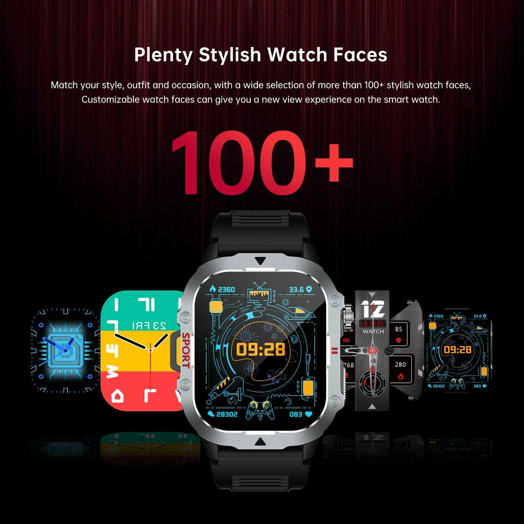 2026 New Military Smart Watch Men Waterproof Outdoor Sports Fitness Tracker Health Monitor 2.19" BT Call Smartwatch