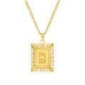 Stainless Steel Initial Letter Necklace For Women Men 2025 New Stylish Square Pendant Necklace Birthday Party Jewelry Gifts