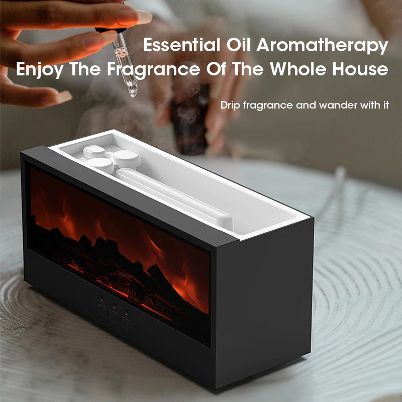 150ml Simulated Flame Fireplace Aroma Diffuser Air Humidifier with Remote Control Waterless Auto Off for Home Room Creative Gift