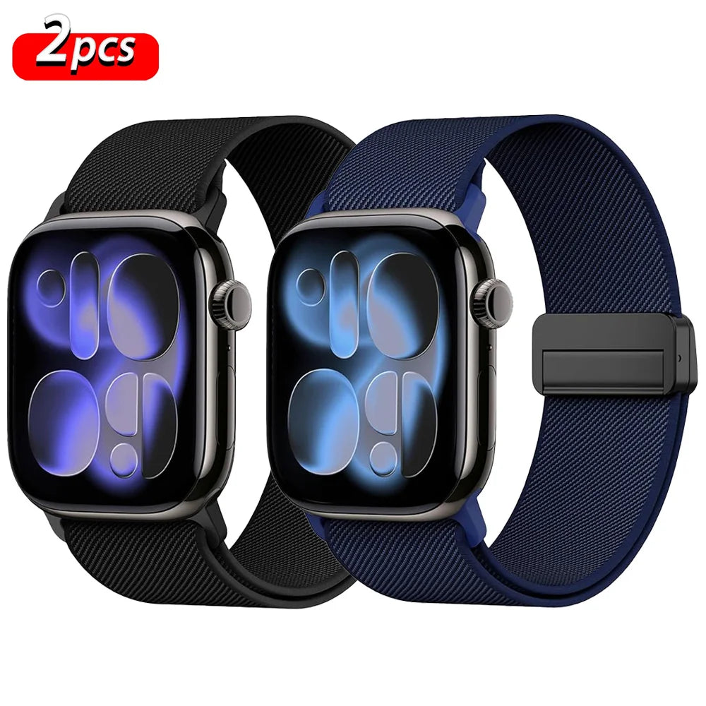 Magnetic Loop For Apple Watch Band 40mm 44mm 45mm 49mm 41mm 38mm Nylon sport bracelet iwatch ultra 3 2 Series 11 10 9 8 se strap