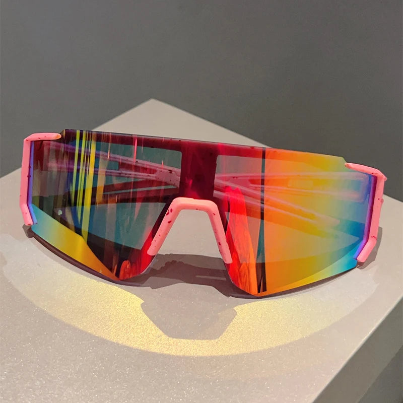 KAMMPT Oversized Goggle Men Fashion Mirror Sports Protective Sunglasses Women New Trendy Anti-UV Outdoor Cycling Sun Glasses