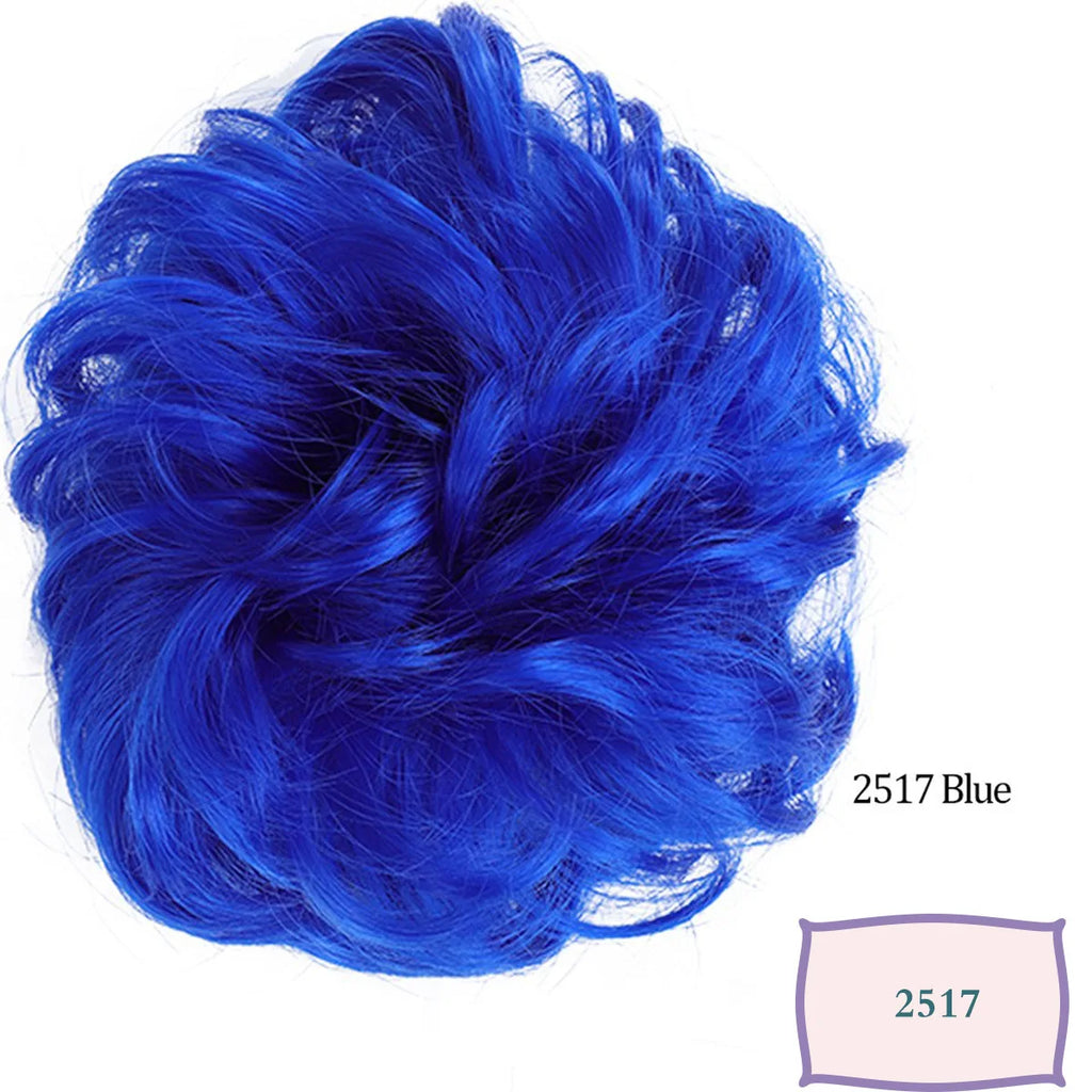 Synthetic Messy Hair Bun Chignon Scrunchies Fake Hair Band Braid Elastic Hairpiece Tail Chignon Donut Updo Hair Pieces for Women
