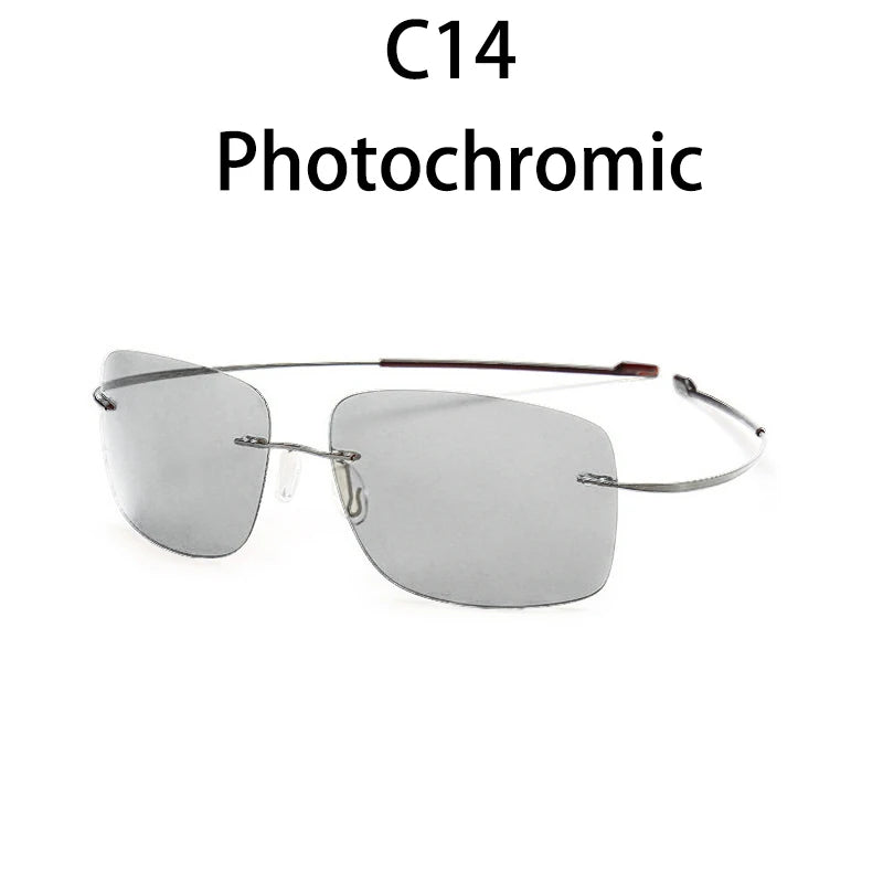 NEW Cool 100% Pure Titanium Rimless sunglasses Polarized Lenses Grey Super Thin Lenses Sun-shade UV protection UV400 spring leg