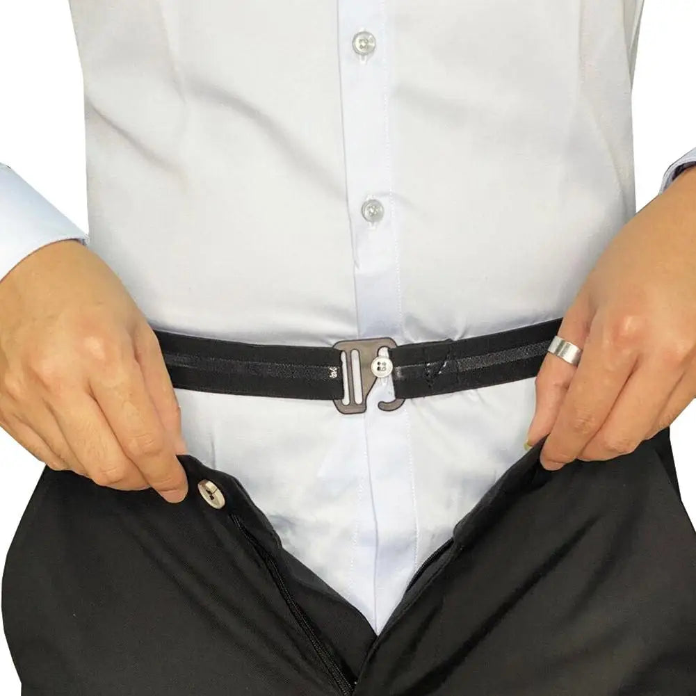 Men Women Shirt Stay Belt Imitation Nylon Black Non-slip Elastic Waistband Adjustable Tuck Straps Anti-wrinkle For Business F4v9