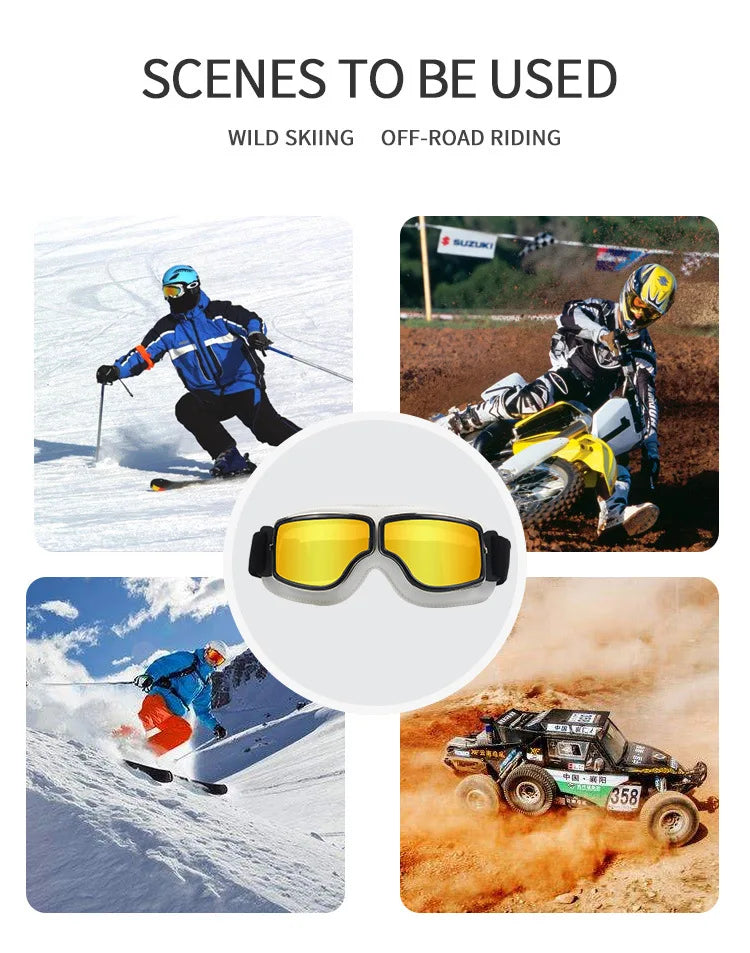 Bicycle Motorcycle Glasses Windproof Motorcycle Helmet Glasses Sunglasses Retro Universal Leather Retro Motorcycle Accessories