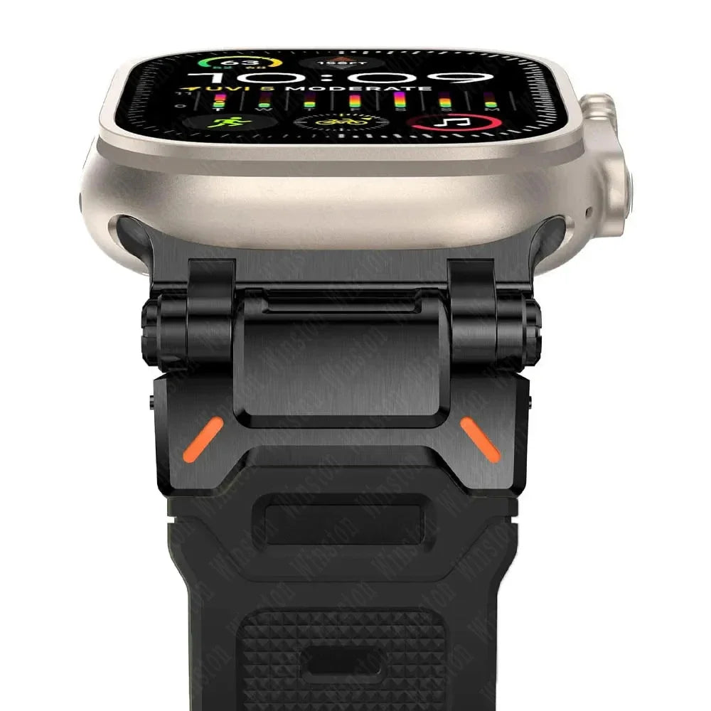 Soft Rubber Strap for Apple Watch Ultra 3 2 Band 49mm 46mm 45mm 42 44mm Luxury Bracelet for IWatch Series 11 10 9 8 7 6 5 Correa