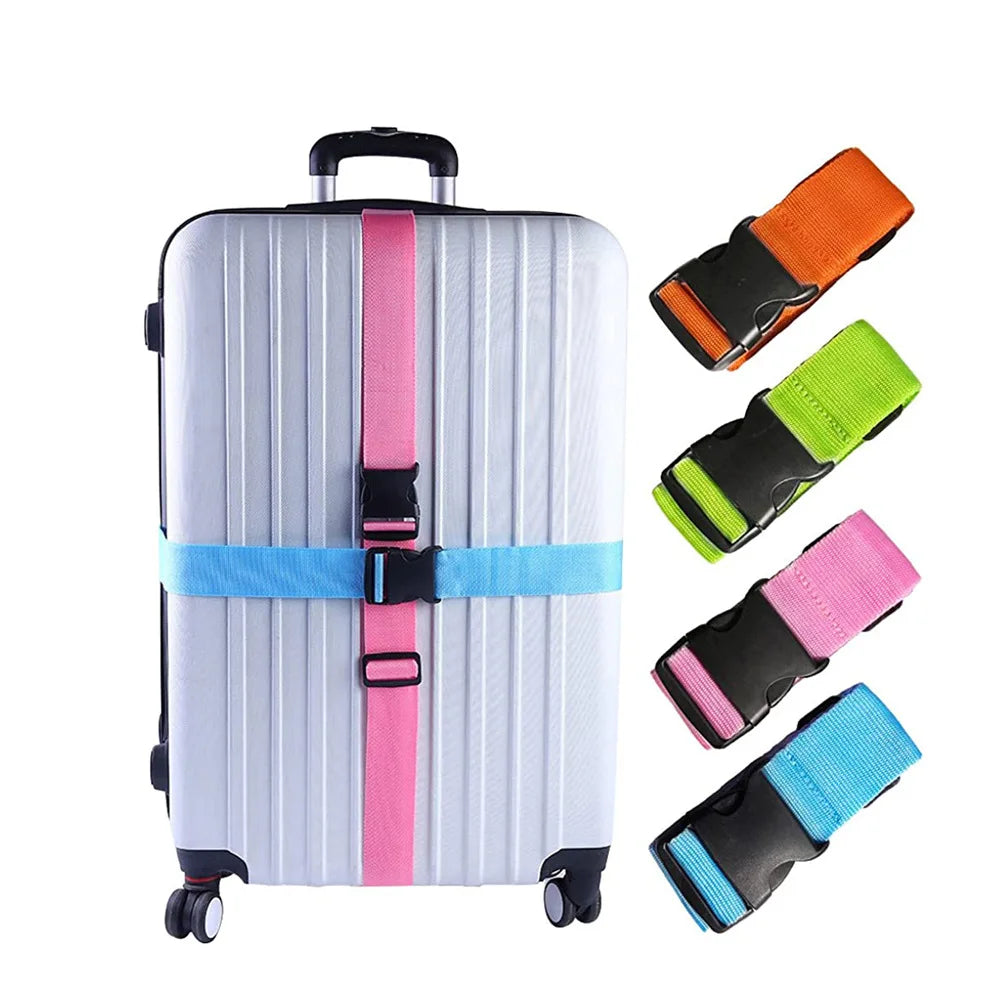 1pc 2m Adjustable Luggage Strap Cross Belt Packing Travel Suitcase Nylon Lock Buckle Strap Baggage Belts Camping Bag Accessories