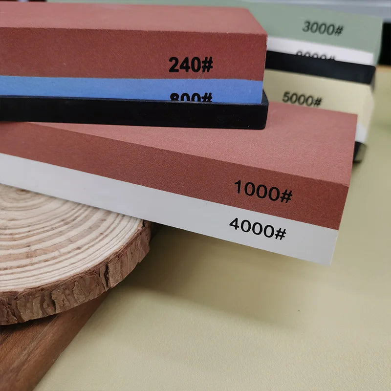 Professional Knife Sharpening Stone Kit 400/1000 3000/8000 Grit Non-slip Bamboo Base Double-side Knife Whetstone Angle Guide