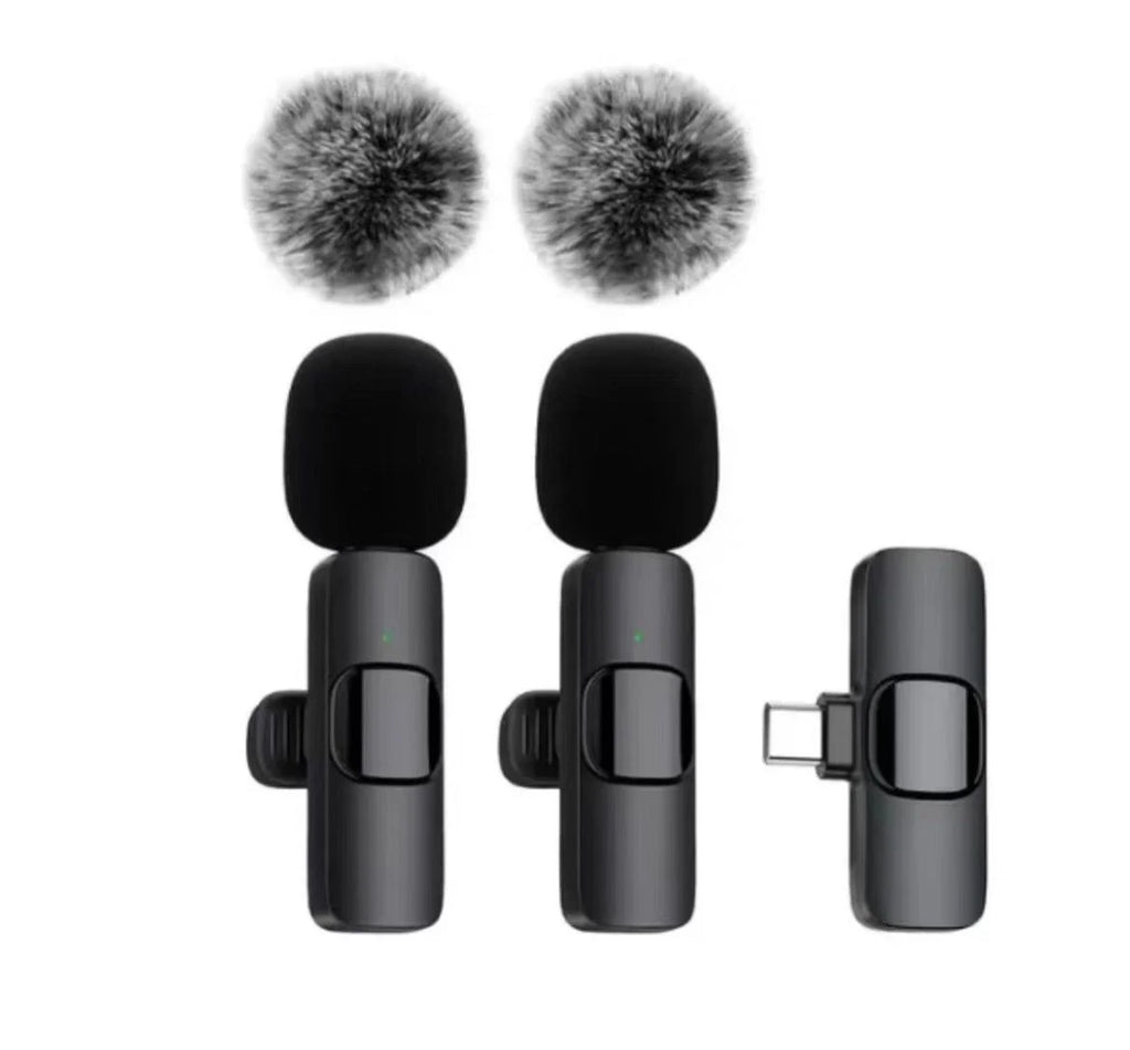 2 Pcs Wireless Lavalier Microphone, Mini Clip-on Mic for iPhone Android iPad, Crystal Clear Sound Quality