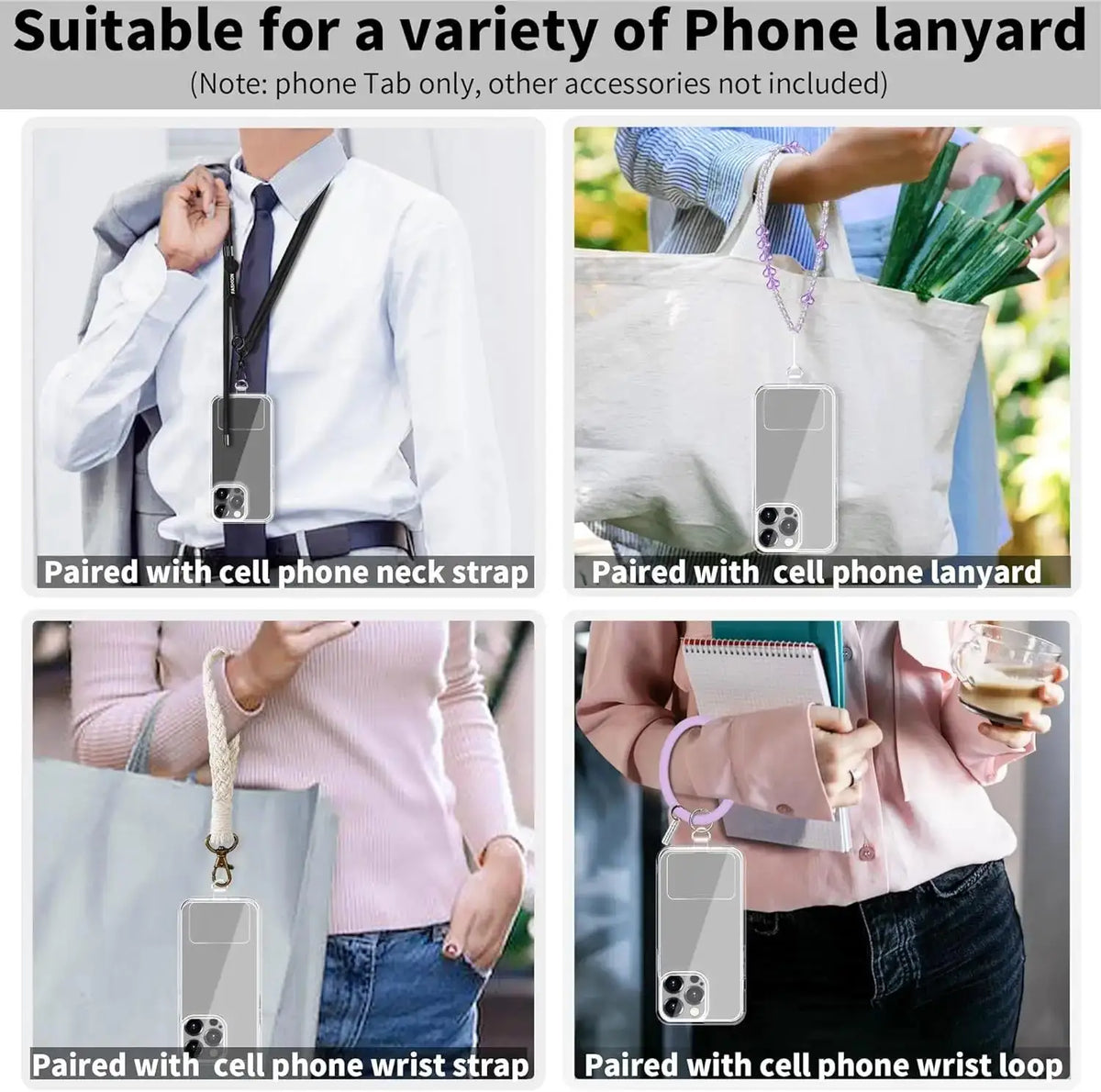 1-20PCS Universal Mobile Phone Anti-lost Lanyard Card Gasket Transparent Tpu Detachable Phone Hanging Cord Strap Patch Tether