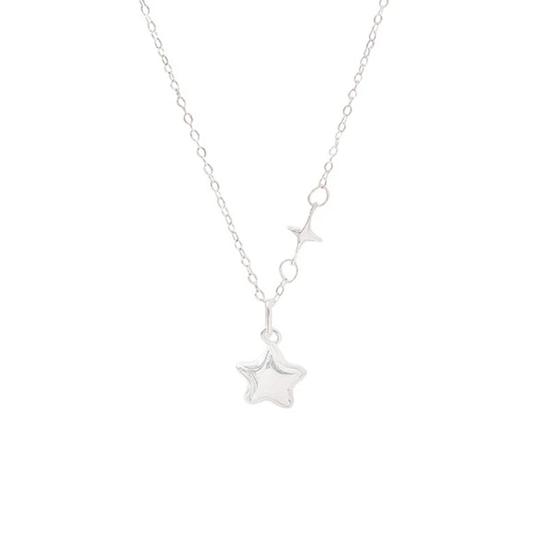 New 925 Sterling Silver Star Necklace Charm Simple Style Personality Pendant Choker Birthday Gift Women's Fine Jewelry