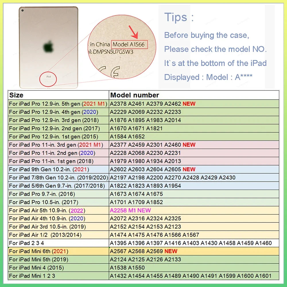With Pencil Holder Case For iPad A19 12th A16 11th Pro 11 Air 11 5 4 10.9 10th 10.2 7 8 9th 9.7 5/6th Air 1/2 9.7 Air 3 Pro 10.5