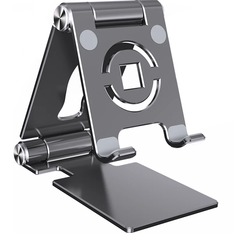 Foldable Mobile Phone Holder 360 Degree Rotating Hollowed Tablet Riser Anti Slip Tablet Holder Height Adjustable for 4.7-12 Inch