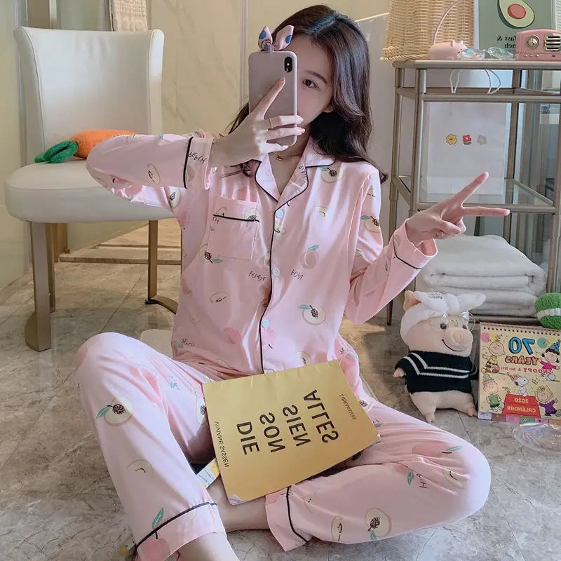 Spring And Summer 2-Piece Set Of Women's Breastfeeding Clothes Monthly Clothing Maternity Pajamas Women's Pajamas Homewea
