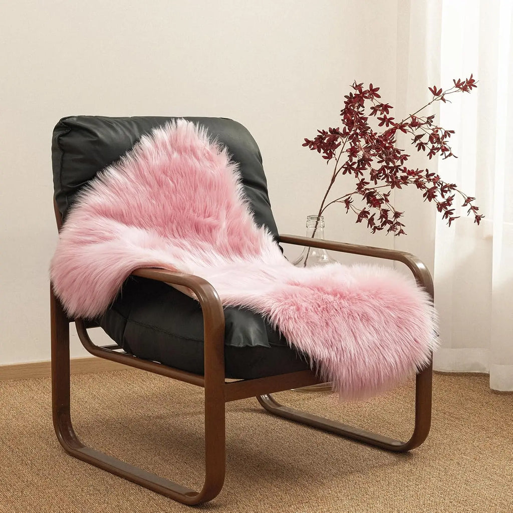 Faux Fur Pink Non-Slip Thick Fluffy Carpets for Bedroom Plush Artificial Wool Area Rugs for Living Room Home Decoration
