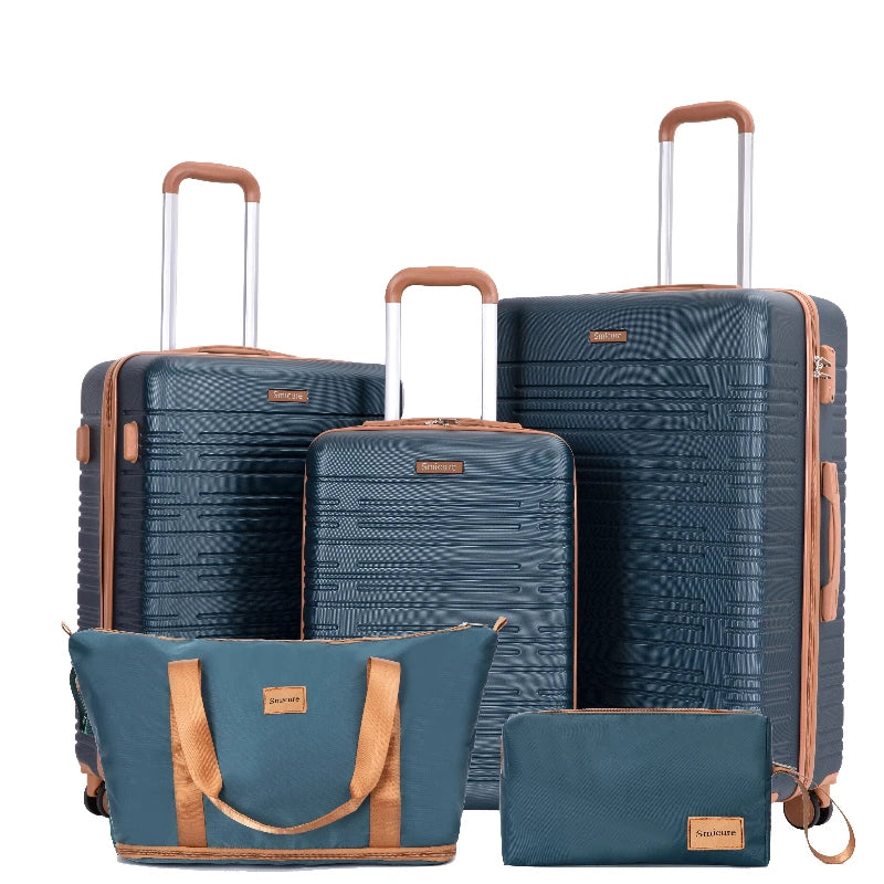 Travelhouse Luggage Set 4-Piece ABS Suitcase With Spinner Wheels, 24 Inch and 28 Inch with TSA Lock, 16, 20 Inch Carry On Luggage
